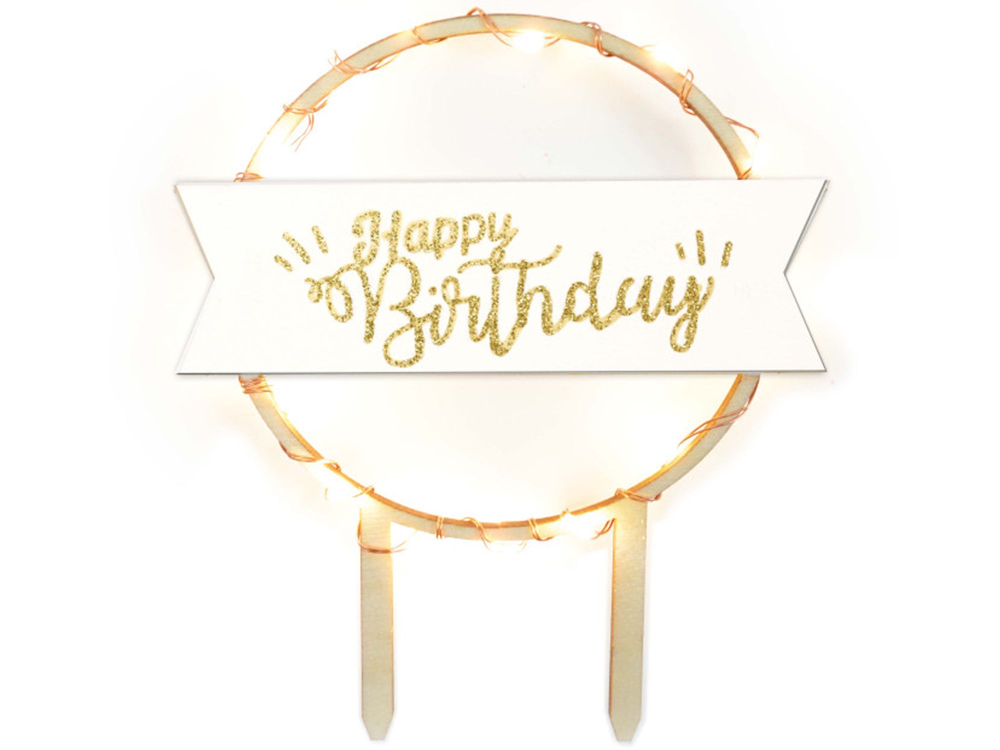 Cake Topper mit LED Happy Birthday