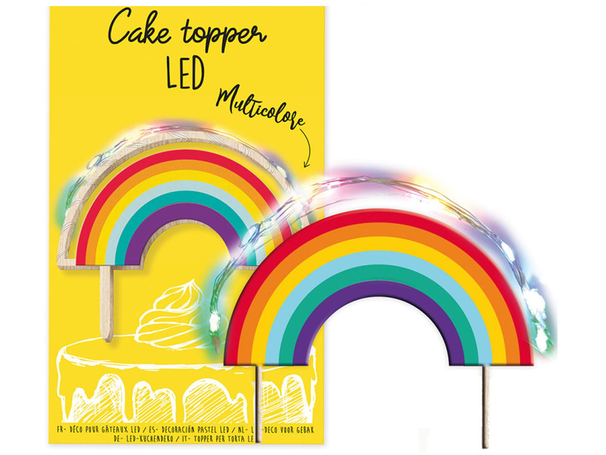 Cake Topper mit LED Regenbogen