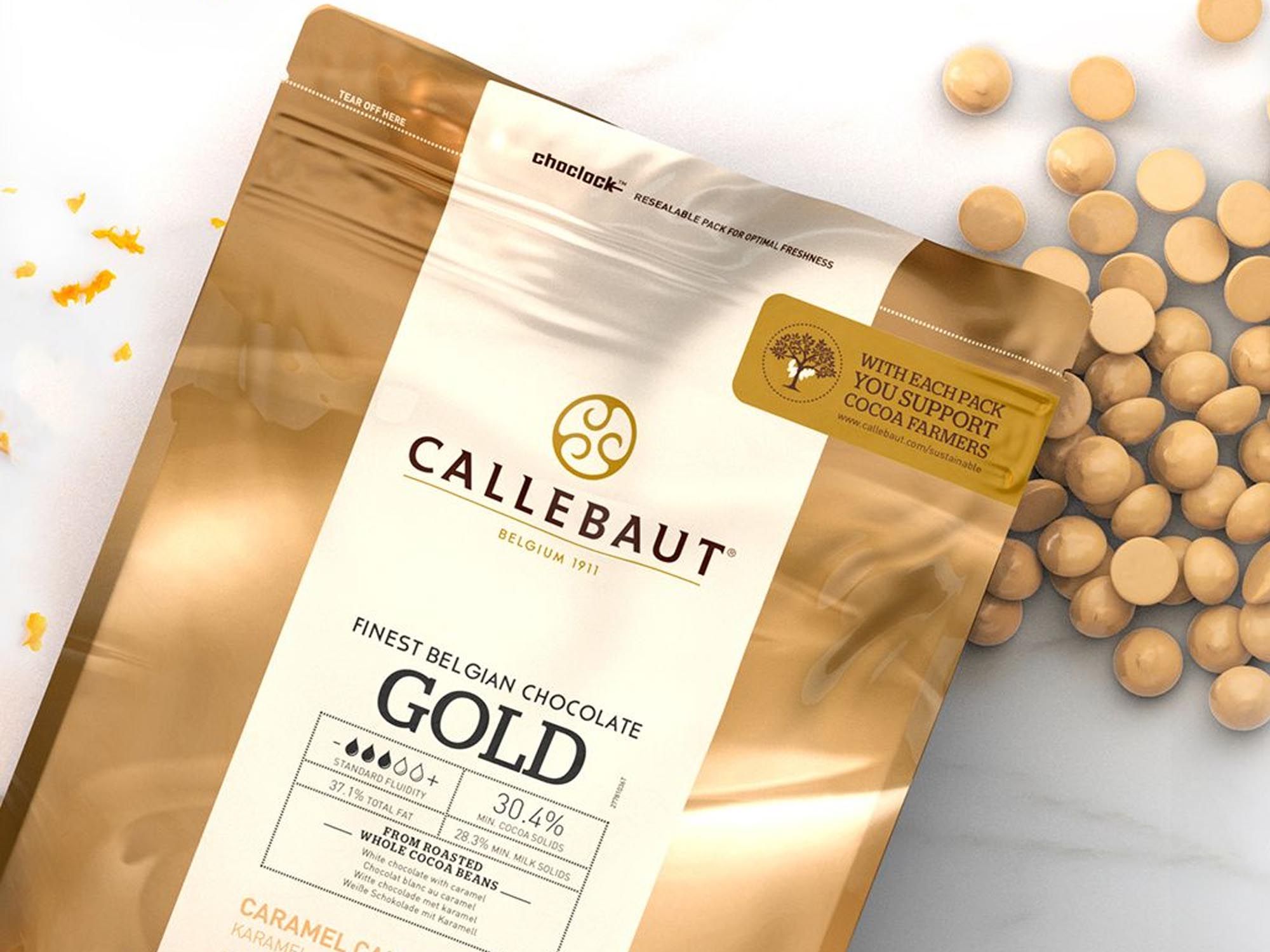 Schokolade Callebaut Gold Callets 400g Verpackung