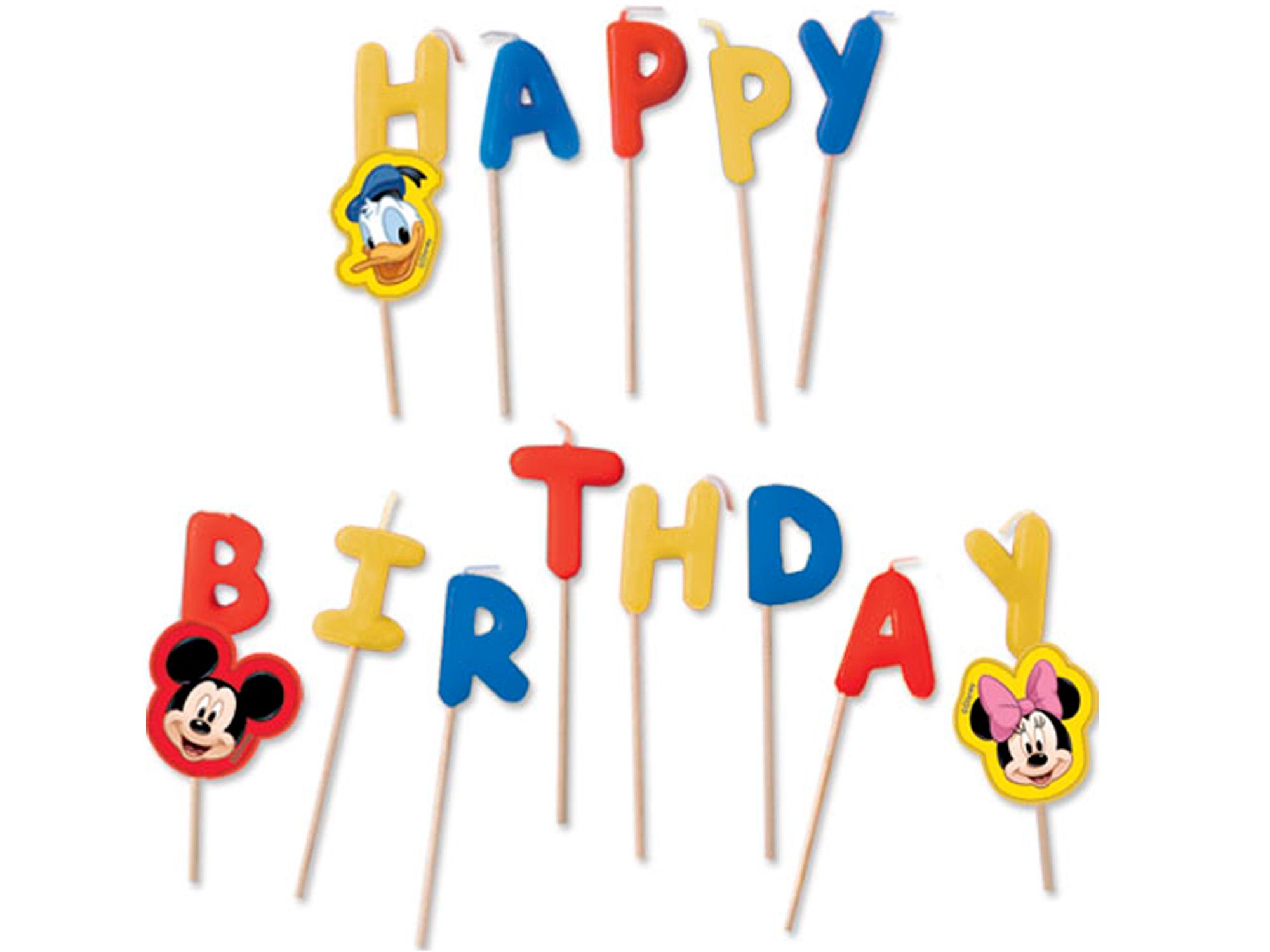 Geburtstagskerzen Happy Birthday Micky, Minnie & Donald