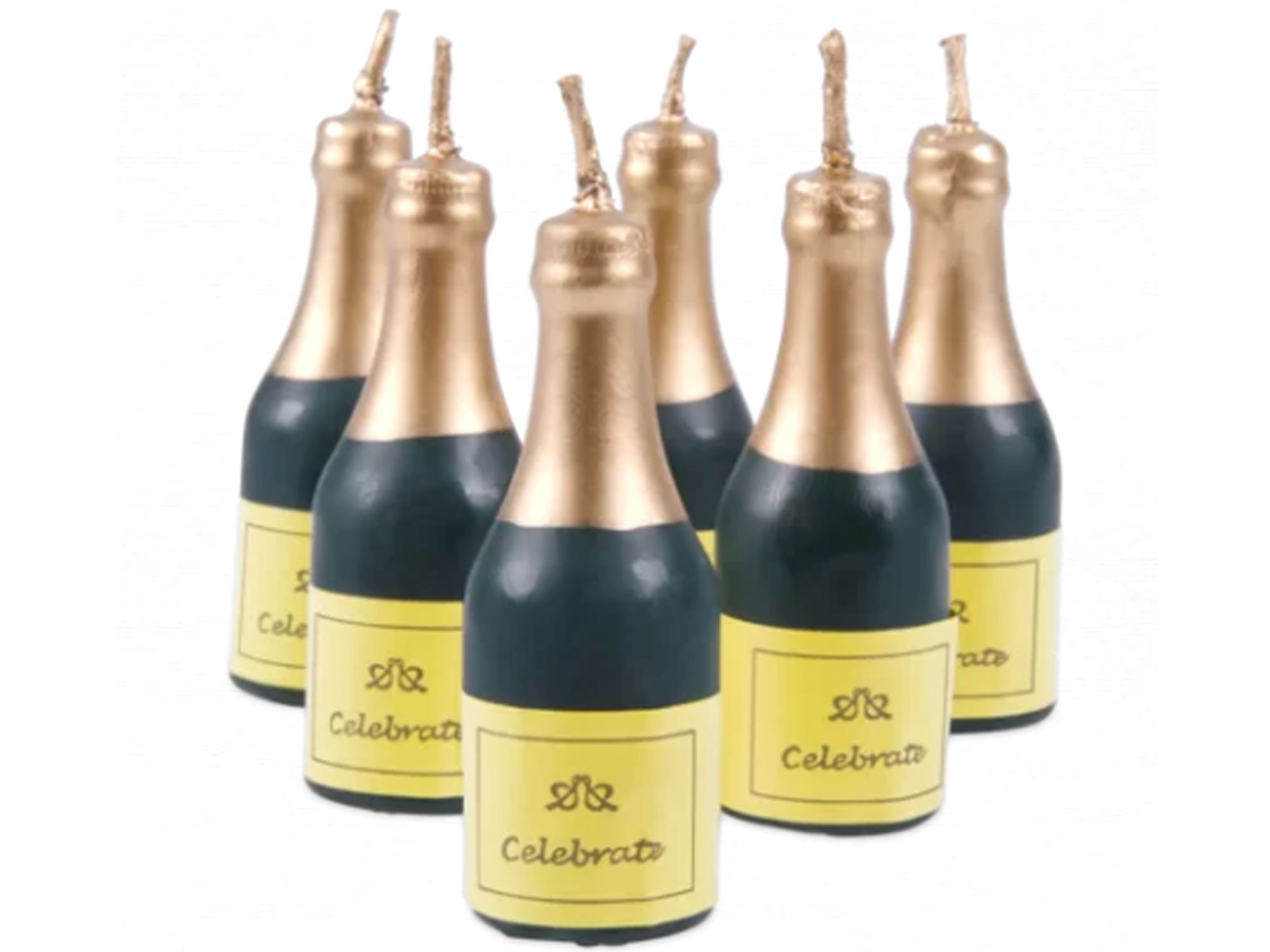 Tortenkerzen-Set Champagnerflaschen 6-teilig